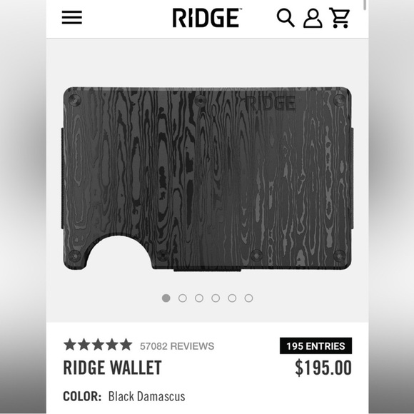 Ridge Stainless Damascus Wallet with Money Clip Cash Strap - Picture 3 of 6